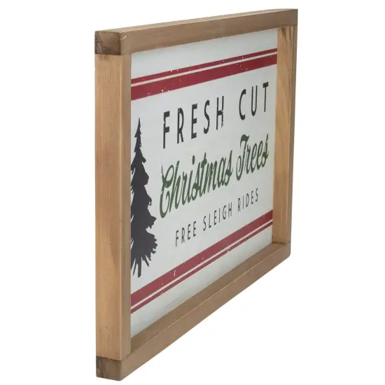 Northlight 18" Wooden Framed "Fresh Cut Christmas Trees" Wall Sign White {5}