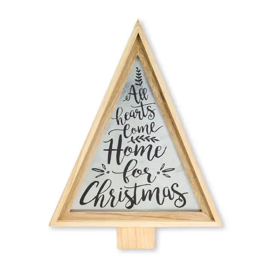 Melrose 21.5" Gray and Beige Triangular Christmas Tree Wall Decor {4}