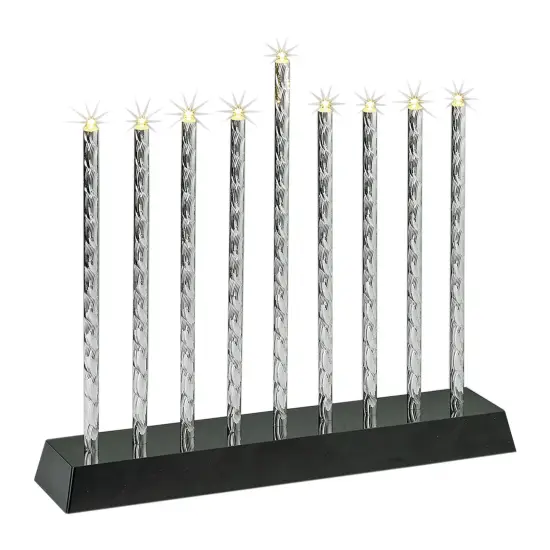 Rite Lite Silver Diamond Cut Battery Operated LED Menorah, 10.5in X 9in {1}