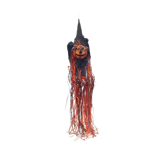 Hanging Halloween Witch Jack O' Lantern Head Indoor Figurine {1}