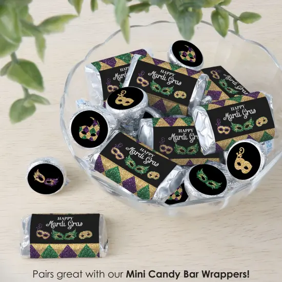 Big Dot of Happiness Mardi Gras - Masquerade Party Small Round Candy Stickers - Party Favor Labels - 324 Count {7}