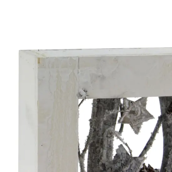 Northlight Decorated Standing Birch Branches in Wood Frame Table or Wall Decoration - 14.25" Silver {4}