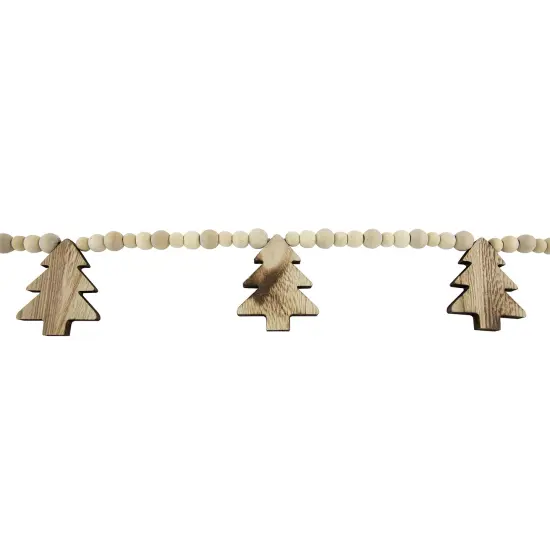Northlight 6' x 3" Christmas Trees and Beads Wooden Garland Brown {5}