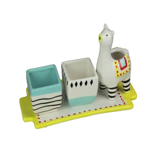 Ceramic Succulent Pots Display Tray & Llama Water Holder Indoor Mini Planter Set {1}
