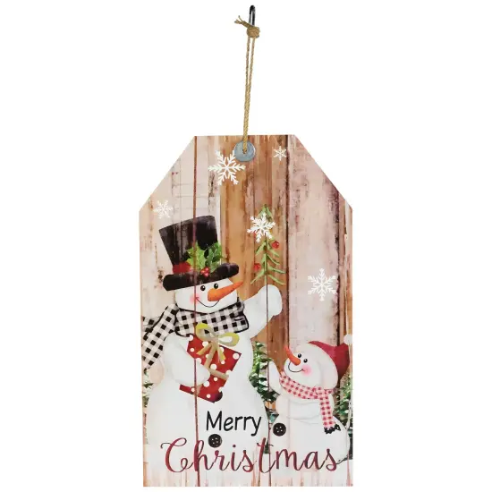 Northlight 19.5" Snowmen Merry Christmas Tag Wall Sign Beige {1}