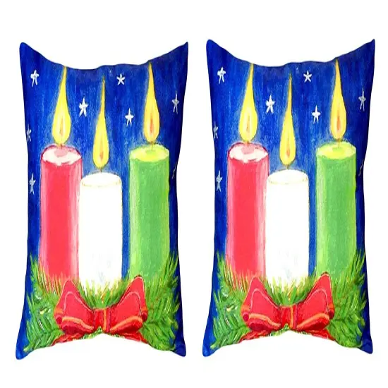 Pair of Betsy Drake Christmas Candles No Cord Pillows 16 Inch X 20 Inch {1}
