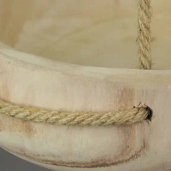 12 Inch Rope Hanging Wooden Bowl Planter Indoor Outdoor Succulent Pot Home Decor {4}