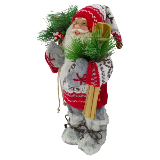 Northlight Standing Nordic Santa with Skis Christmas Figure - 12" Red {5}
