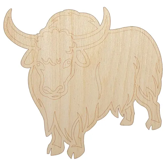 Domestic Yak Long Haired Cattle Unfinished Wood Shape Piece Cutout for DIY Craft Projects {7}