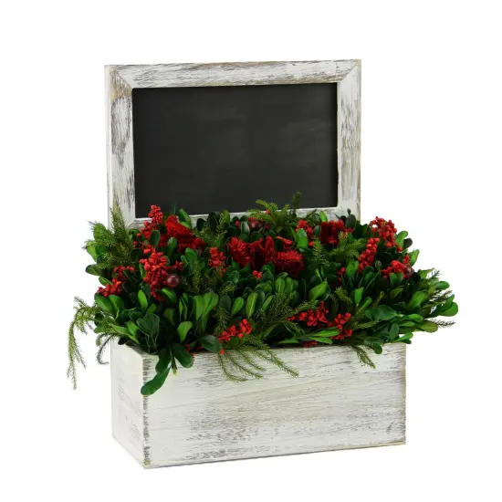 Allstate Artificial Floral Chalkboard Planter - 11" - White Multi {1}