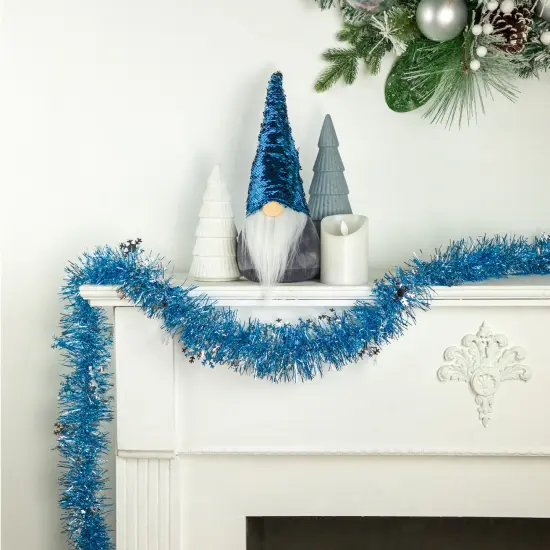Northlight Tinsel with Snowflakes Artificial Christmas Garland - 12' x 3" - Blue and Silver - Unlit {3}