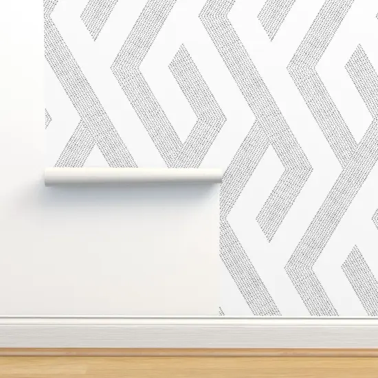 Pre-Pasted Wallpaper 2FT Wide Minimal Zigzag Black And White Graphic Lines Custom Pre-pasted Wallpaper by Spoonflower {2}