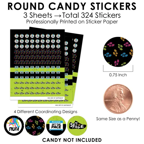 Big Dot of Happiness Set the Pace - Running - Track, Cross Country or Marathon Party Small Round Candy Stickers - Party Favor Labels - 324 Count {4}