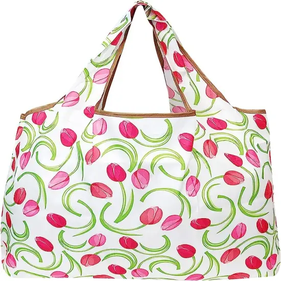 Wrapables Large Foldable Tote Nylon Reusable Grocery Bag, 3 Pack Floral Delight {4}