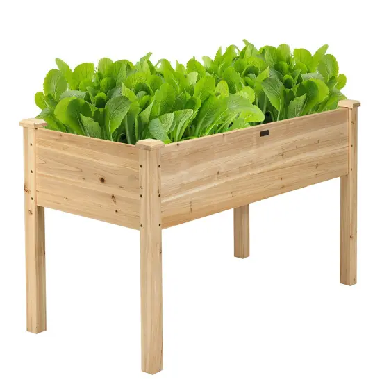 Costway Wooden Raised Vegetable Garden Bed Elevated Grow Vegetable Planter {1}