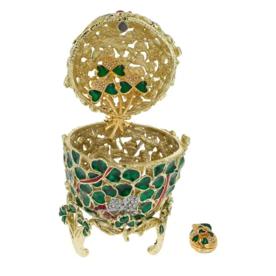 1902 Clover Leaf Royal Easter Egg With Brooch And Pendant {4}