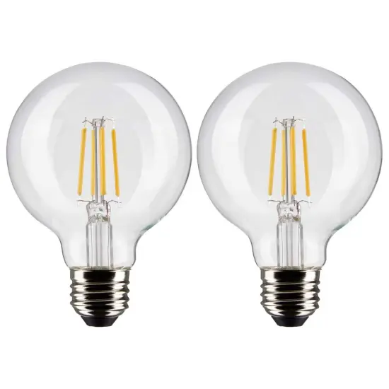 2Pk - Satco 6w G25 Globe Filament LED 2700K Medium Base Dimmable - 60w equiv Warm White {1}