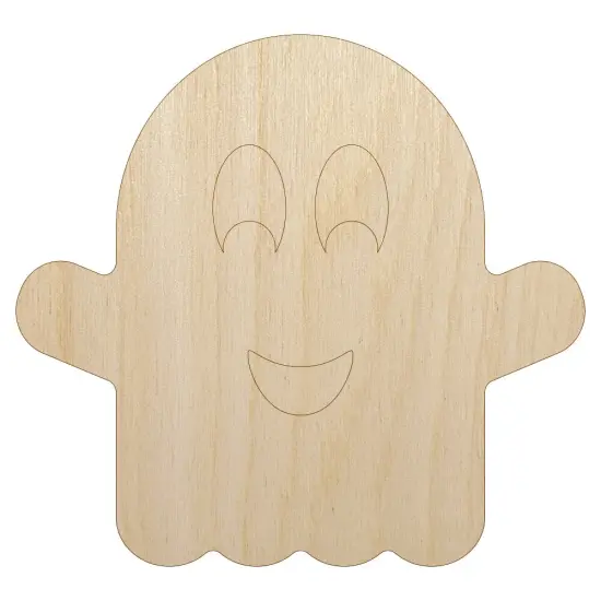 Ghost Smiling Halloween Unfinished Wood Shape Piece Cutout for DIY Craft Projects {2}