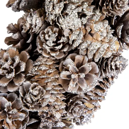 Northlight Frosted Assorted Pinecone Decorative Christmas Wreath, 13.5-Inch, Unlit Brown {4}