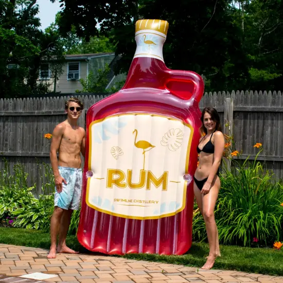Swim Central Inflatable Red Rum Bottle Island Lounger Swimming Pool Float, 105-Inch {5}