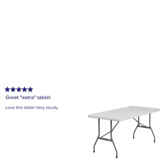 Emma and Oliver 5-Foot Plastic Folding Table Granite White {3}