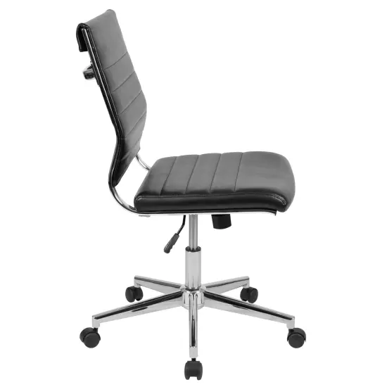 Merrick Lane Corrina Ergonomic Swivel Office Chair Ribbed Back and Seat Mid-Back Armless Computer Desk Chair with Metal Base Black {5}