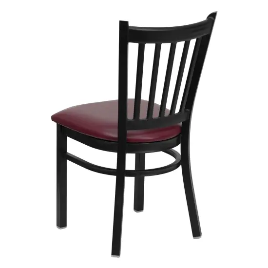 Emma and Oliver 2 Pack Vertical Back Metal Restaurant Chair BlackVYL/BlackMetal {8}