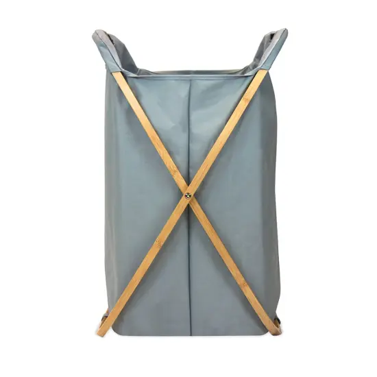 Oceanstar Bamboo Folding X-Frame Laundry Hamper Sorter Blue {3}