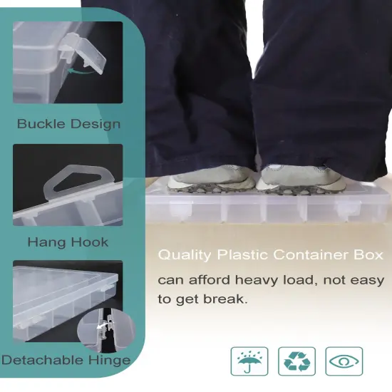 Tackle Box Organizer Plastic Organizer Boxes Large 18 Grids Compartment box with Dividers Clear Containers Jewelry Beads Storage {3}