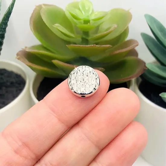 4, 20 or 50 Pieces: Rough Antique Silver Round Spacer Beads, 12mm - Double Sided {3}