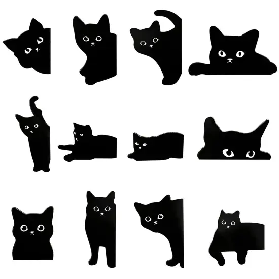 Wrapables Magnetic Black Cat Bookmarks, Page Marker, Foldable Cat Page Clips (Set of 24) {1}