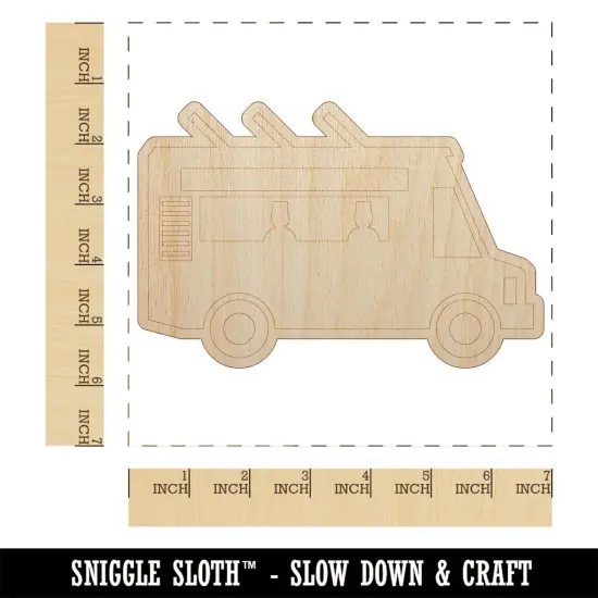 Food Truck Vehicle Unfinished Wood Shape Piece Cutout for DIY Craft Projects {1}