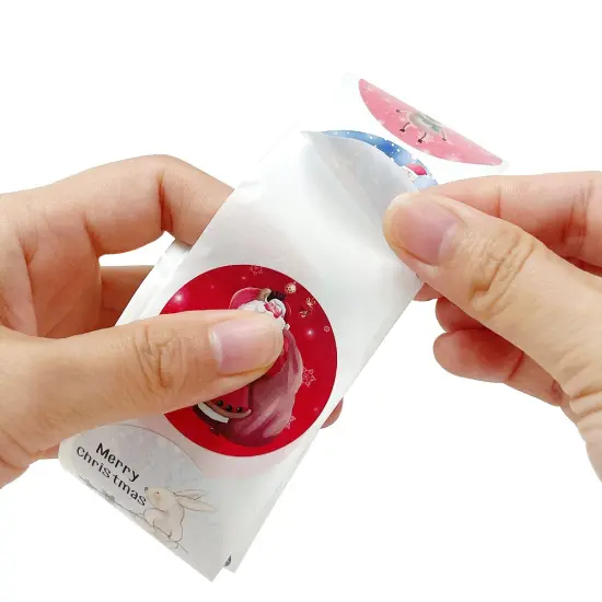 Wrapables Christmas Stickers Label Roll, Holiday Stickers for Sealing Cards, Envelopes, Gift Boxes, Festive Party Favors (500 pcs) Red & White {9}