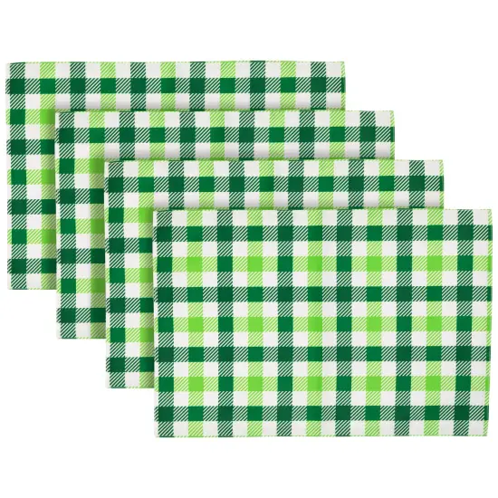 Northlight Set of 4 Green and White Checkered Printed Placemats 18" {1}