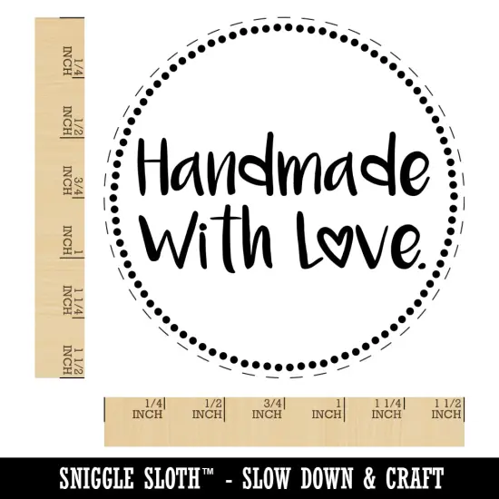 Handmade with Love Heart Dotted Circle Self-Inking Rubber Stamp for Stamping Crafting Planners Red {1}