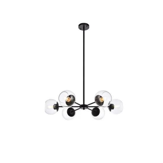 Briggs 30 inch pendant in black with clear shade {1}
