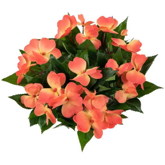 Allstate New Guinea Impatiens Artificial Bush Spray - 13.75" - Salmon Pink {4}