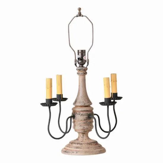 Irvins Country Tinware Jamestown Wood Table Lamp Base in Hartford Buttermilk {1}