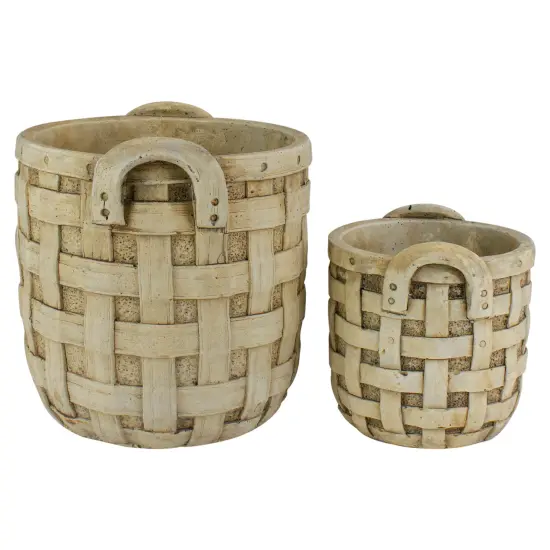Napa Home & Garden Set of 2 Beige Tobacco Basket Planter Set 9.5" {6}