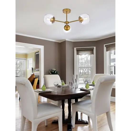 Briggs 26 inch flush mount in brass with clear shade {2}