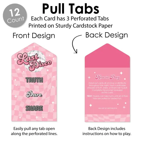 Big Dot of Happiness Last Disco - Bachelorette Party Game Pickle Cards - Truth, Dare, Share Pull Tabs - Set of 12 {4}
