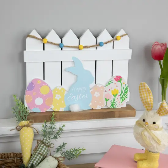 Northlight Happy Easter Bunny with Picket Fence Decoration - 11.75" Multi {3}