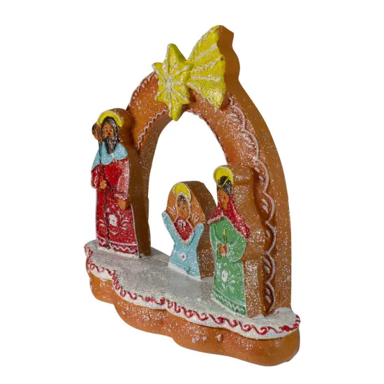 Northlight Glitter Dusted Gingerbread Holy Family Christmas Nativity Decoration - 8" Brown {4}
