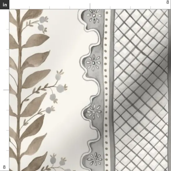 Various Fabrics by the Yard or Fat Quarter Boho Granny Chic Grey Beige Kitsch Floral Directional Lattice Stripes Large Scale Custom Printed Fabric by Spoonflower {4}