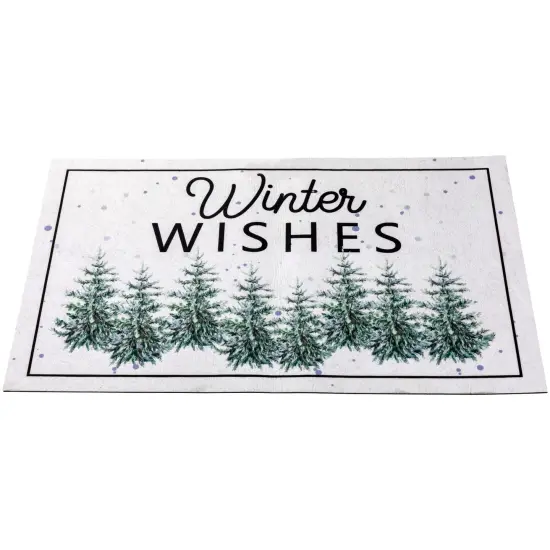 Northlight Pine Trees "Winter Wishes" Christmas Doormat 29" x 17" White {1}