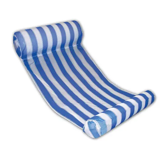 Swim Central Blue and White Striped Inflatable Water Hammock Swimming Pool Lounger {1}