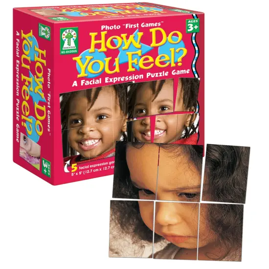 Key Education How Do You Feel? Game, Photographic Facial Expression Puzzle, Social Emotional Learning Activities for Kids Ages 3+, Calm Down Corner Supplies {1}