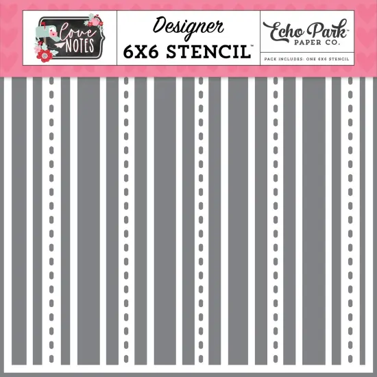 Echo Park Stencil 6"X6"-Smitten Stripes, Love Notes {1}