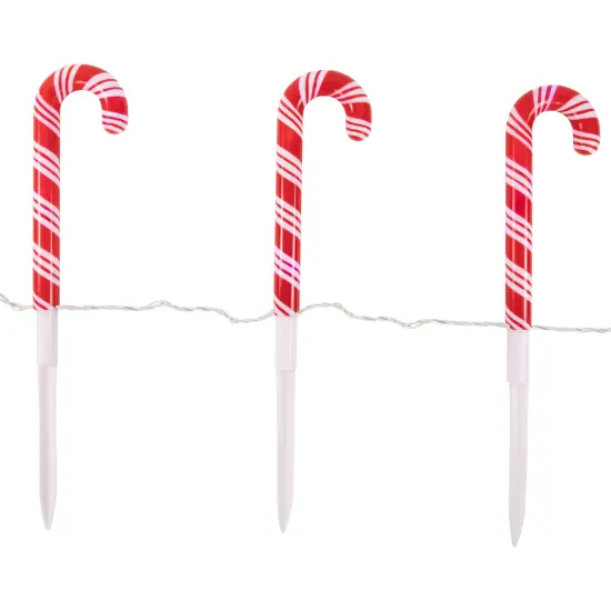 Brite Star LED Color Changing Candy Cane Outdoor Christmas Pathway Markers - 11" - Set of 3 Red {3}