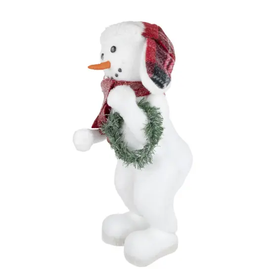 Northlight Frosted Snowman with Wreath Christmas Figure - 16" White {6}